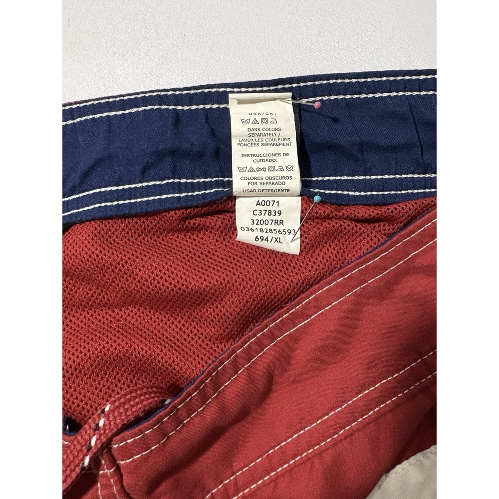 CHAPS Red White & Blue Stripe Mesh Lined Swim Trunks Mens Size XL Vtg Classic - Picture 12 of 13